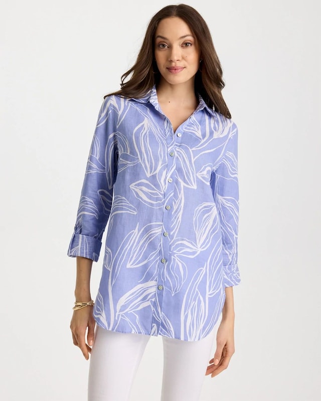 No Iron Printed Linen Tunic